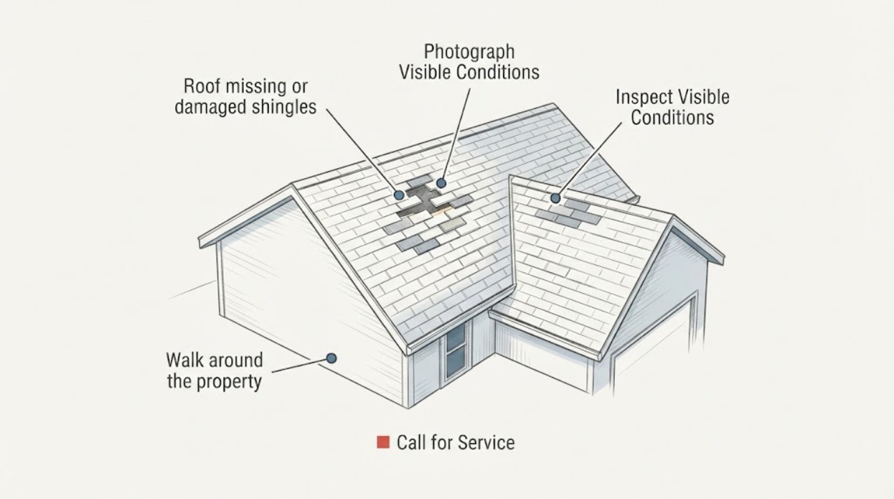 Roof missing or damaged shingles