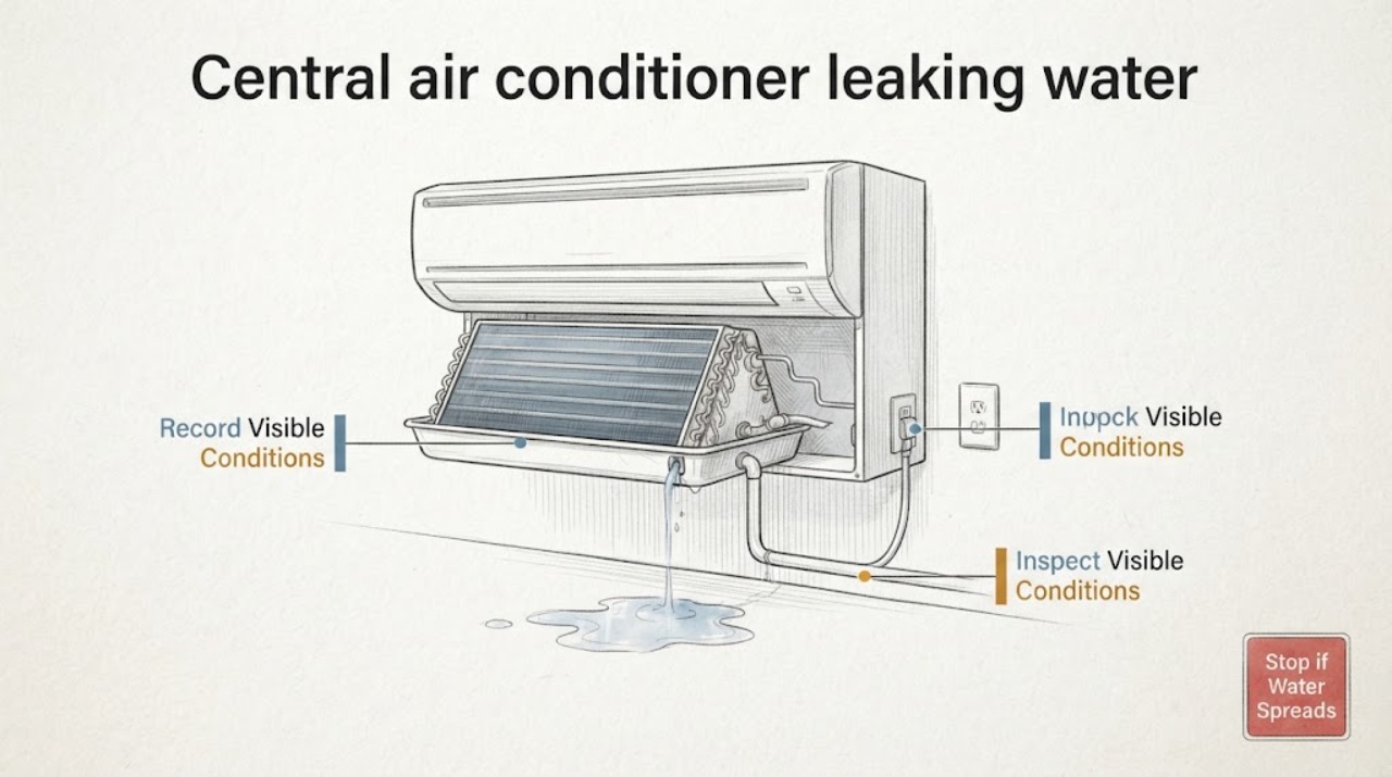 Central air conditioner leaking water