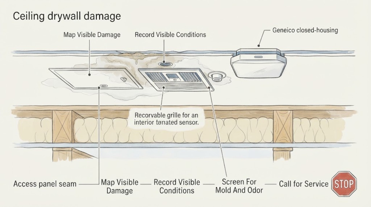 Ceiling drywall damage