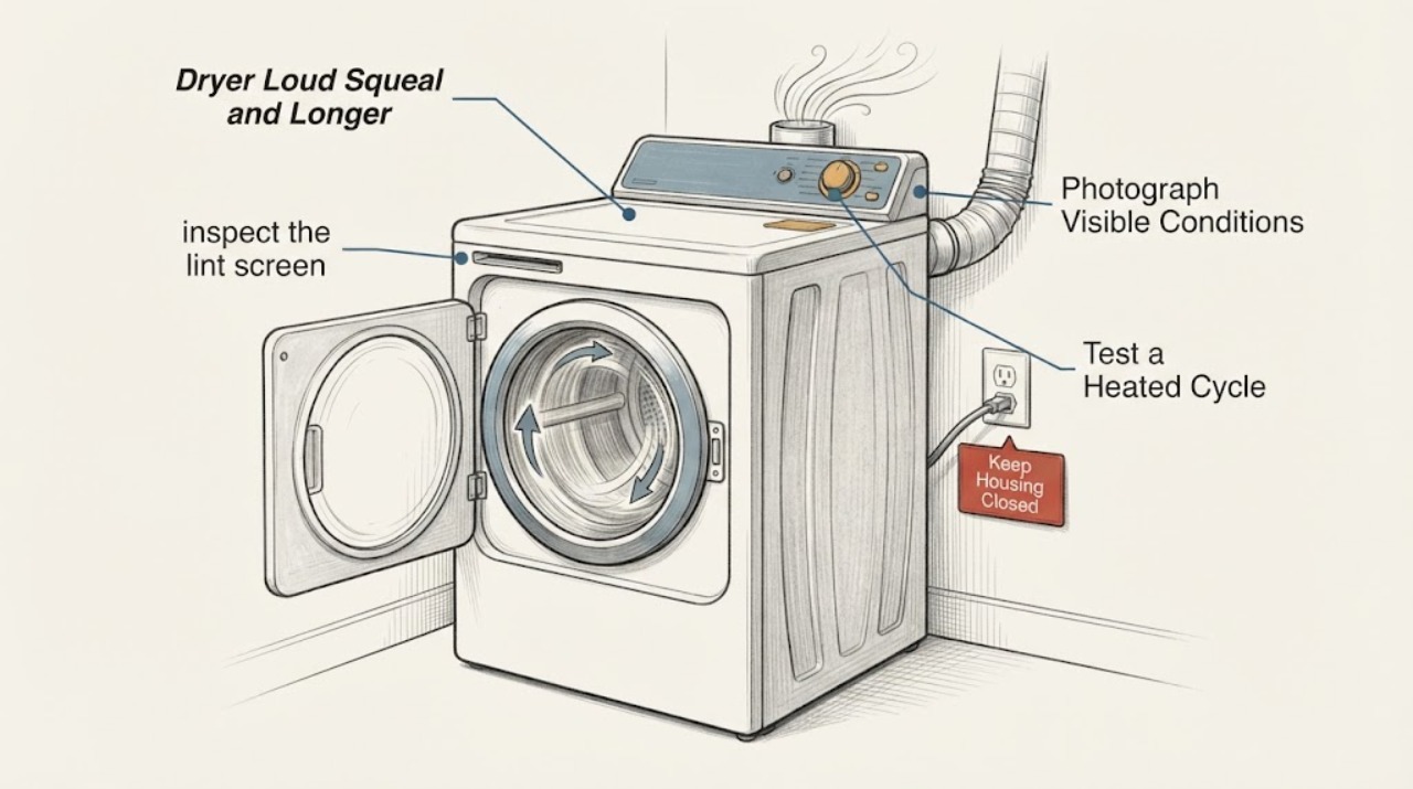 Dryer Loud Squeal and Longer