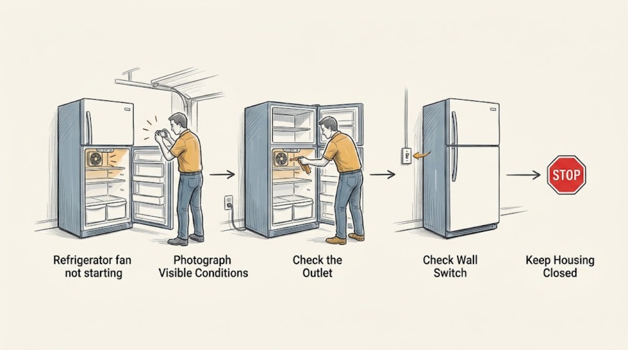 Refrigerator fan not starting