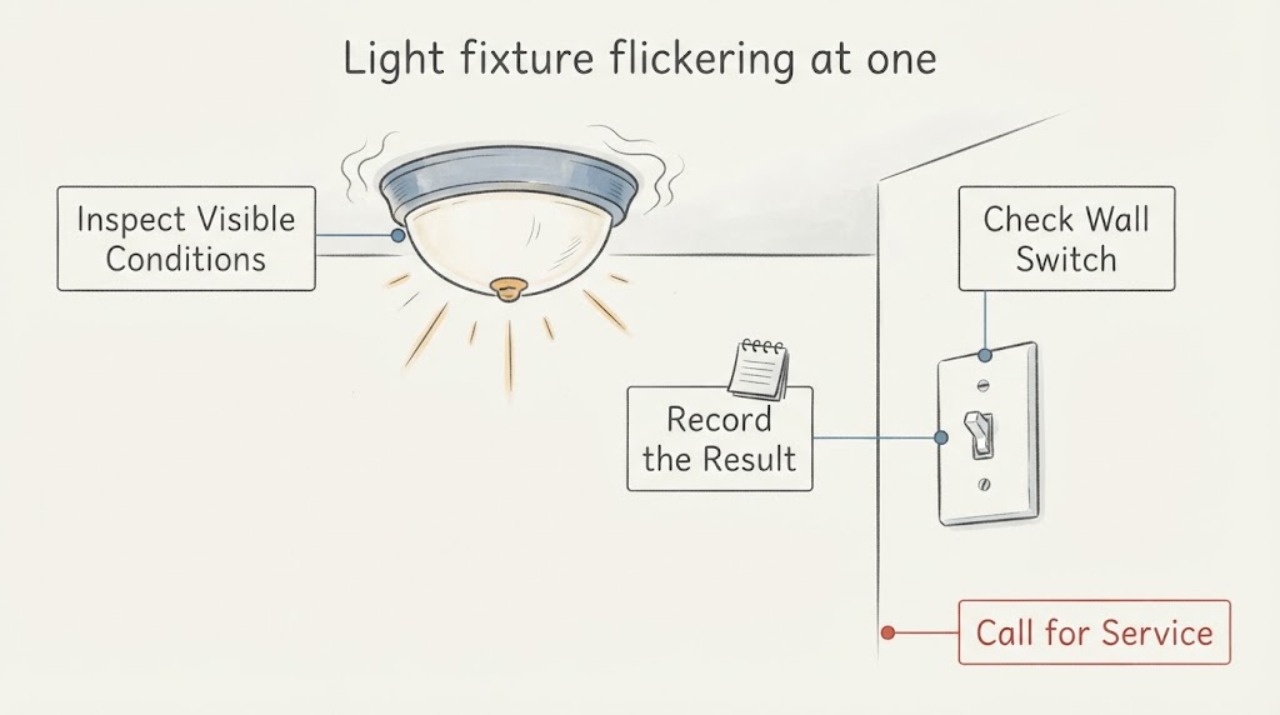 Light fixture flickering at one
