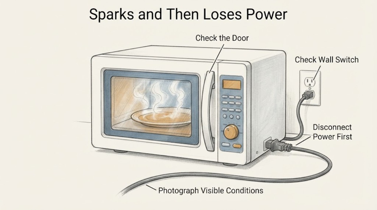 Sparks and Then Loses Power