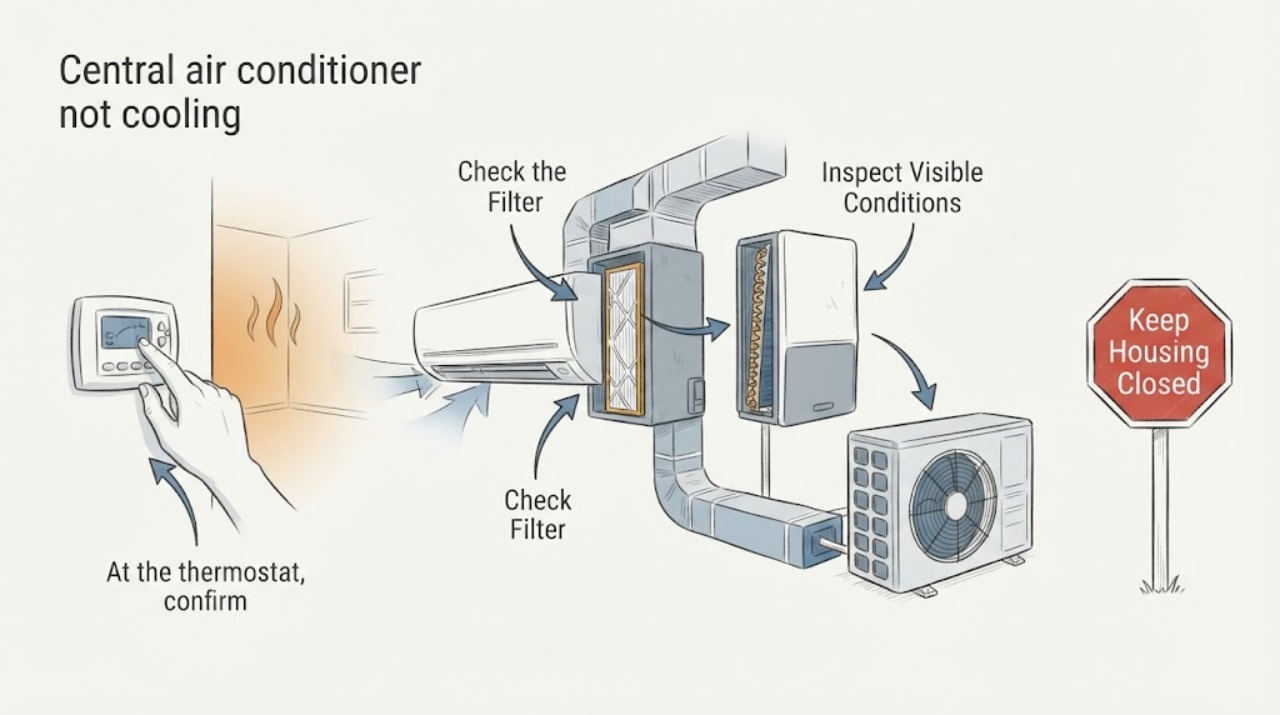 Central air conditioner not cooling