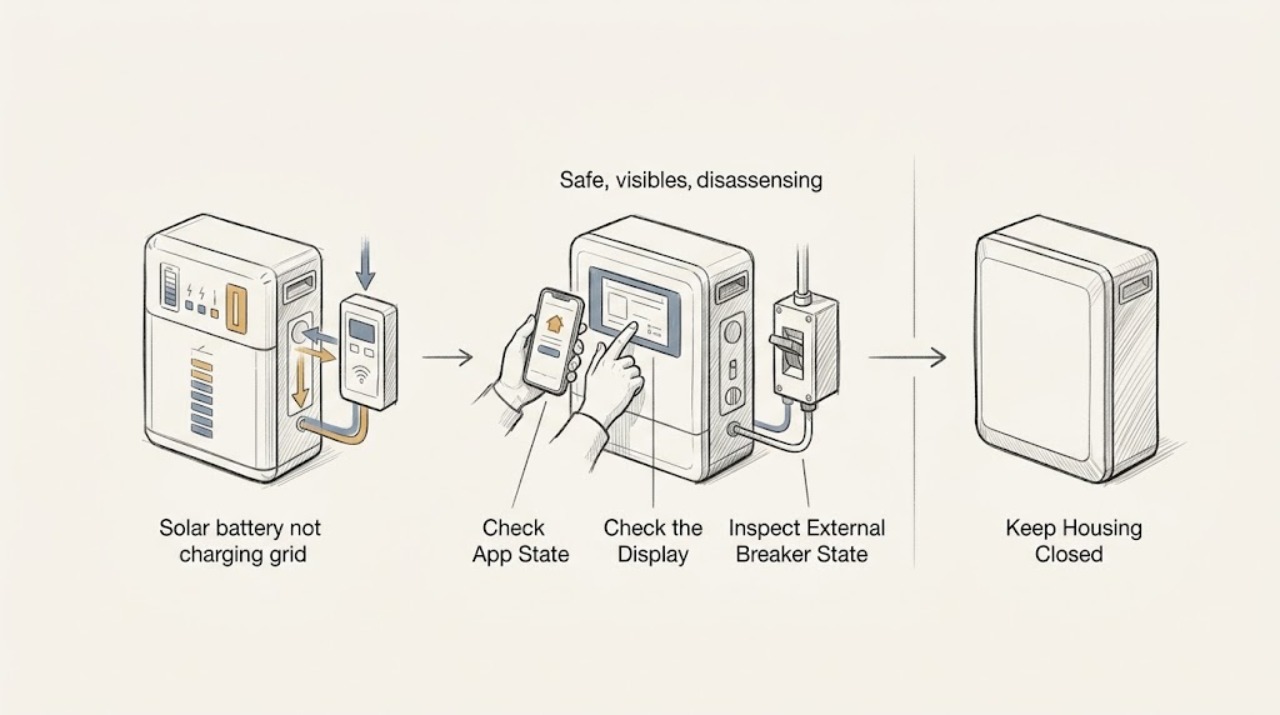 Solar battery not charging grid