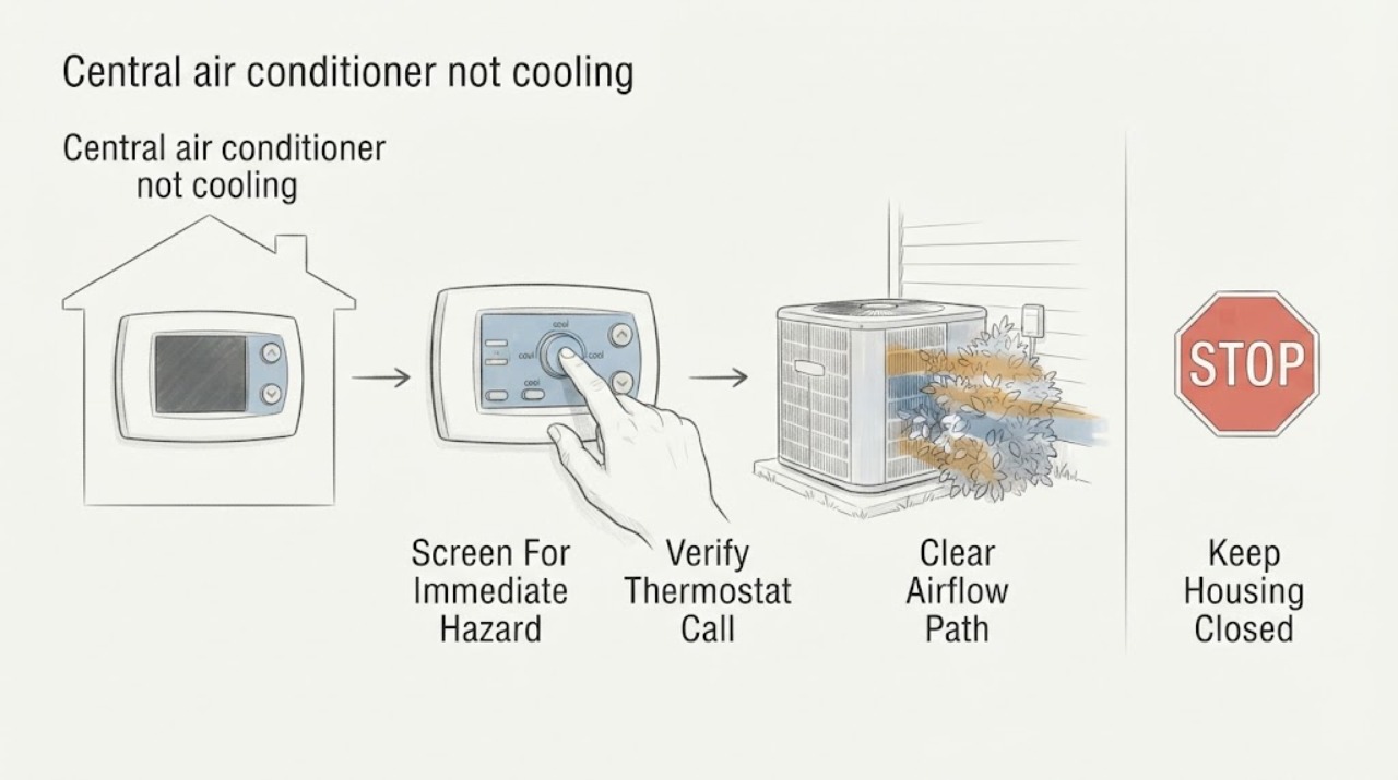Central air conditioner not cooling