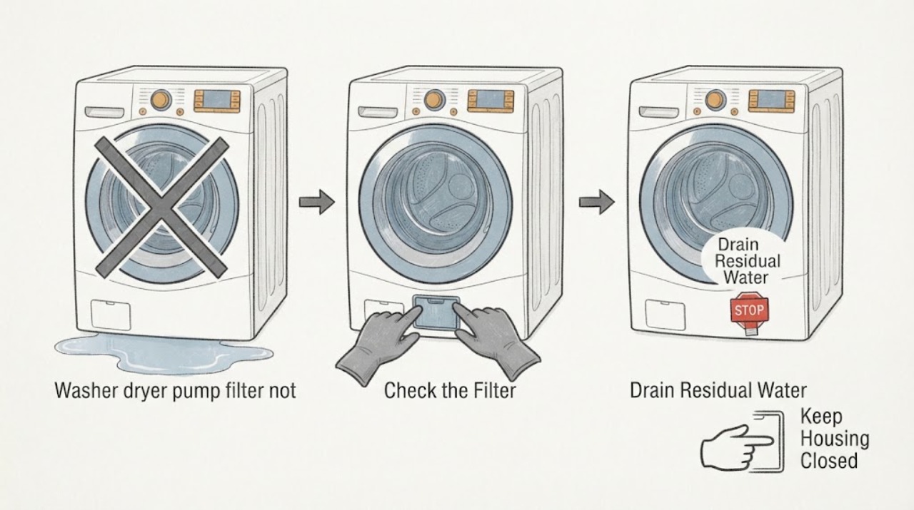 Washer dryer pump filter not