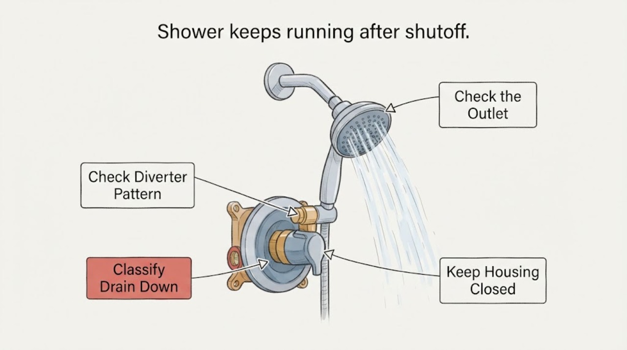 Shower keeps running after shutoff