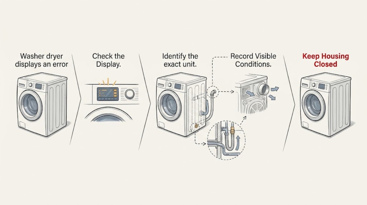 Washer dryer displays an error