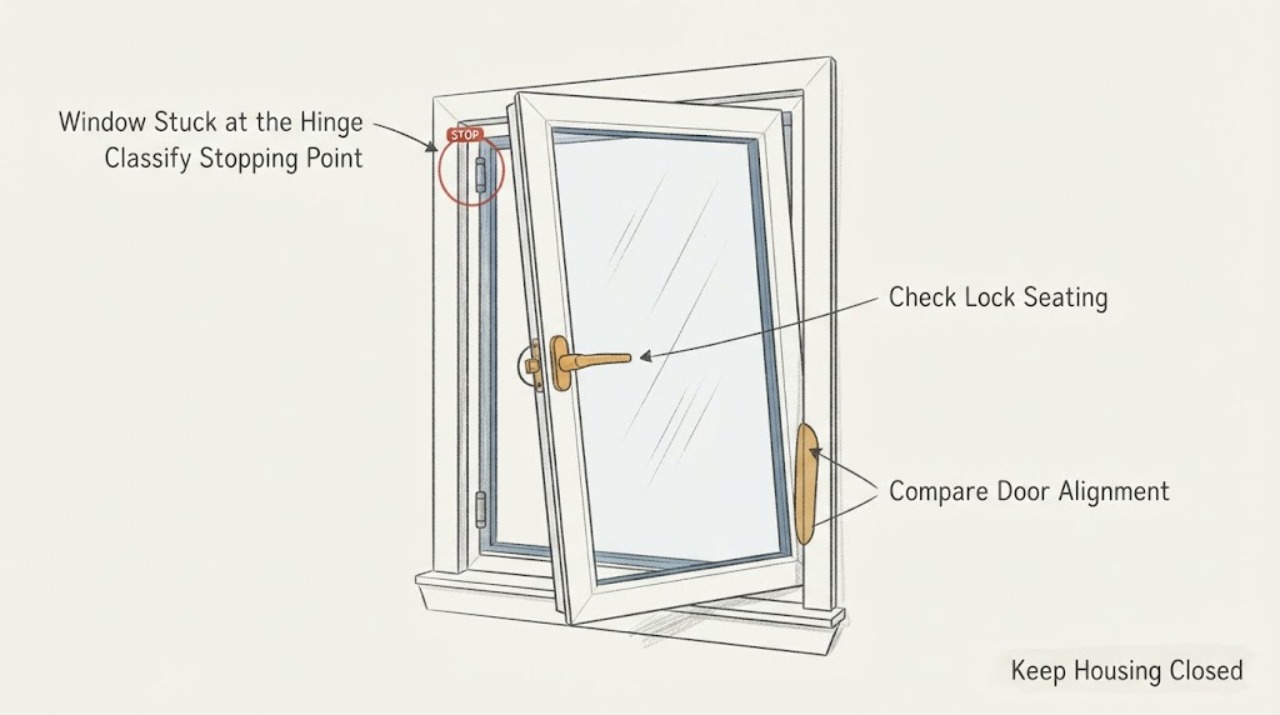 Window Stuck at the Hinge