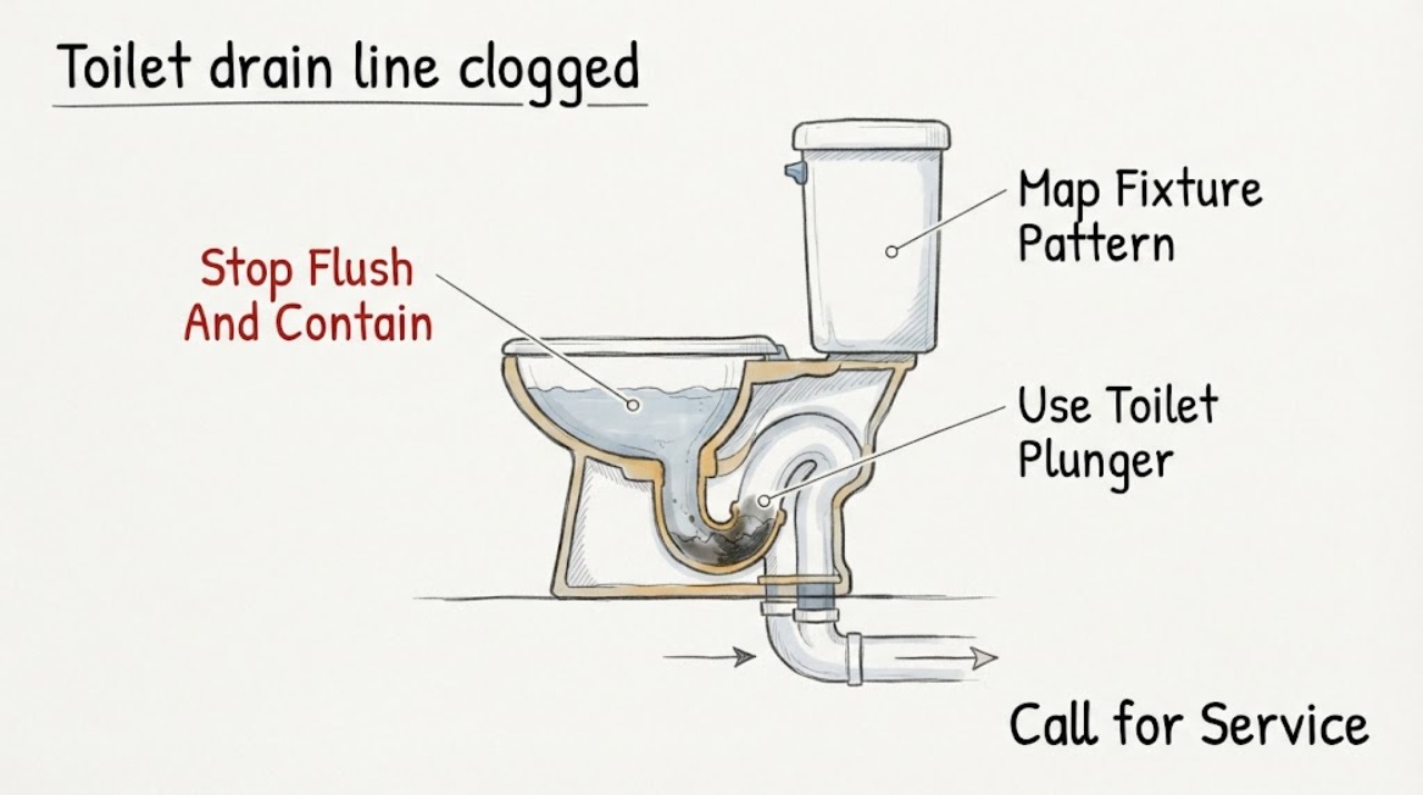 Toilet drain line clogged