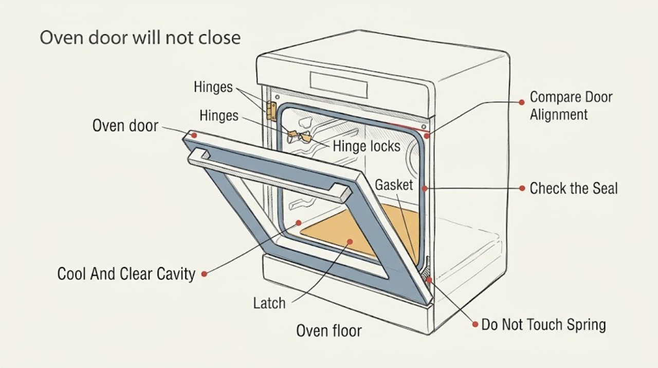 Oven door will not close