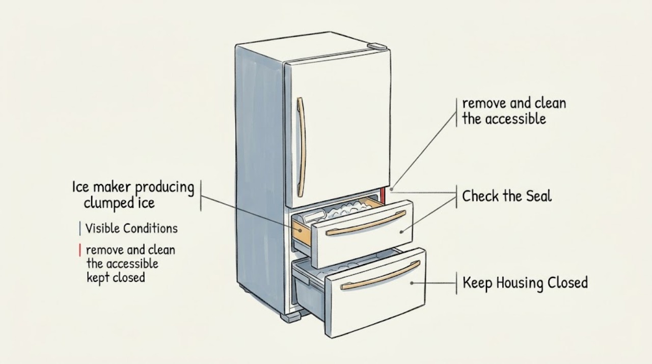 Ice maker producing clumped ice