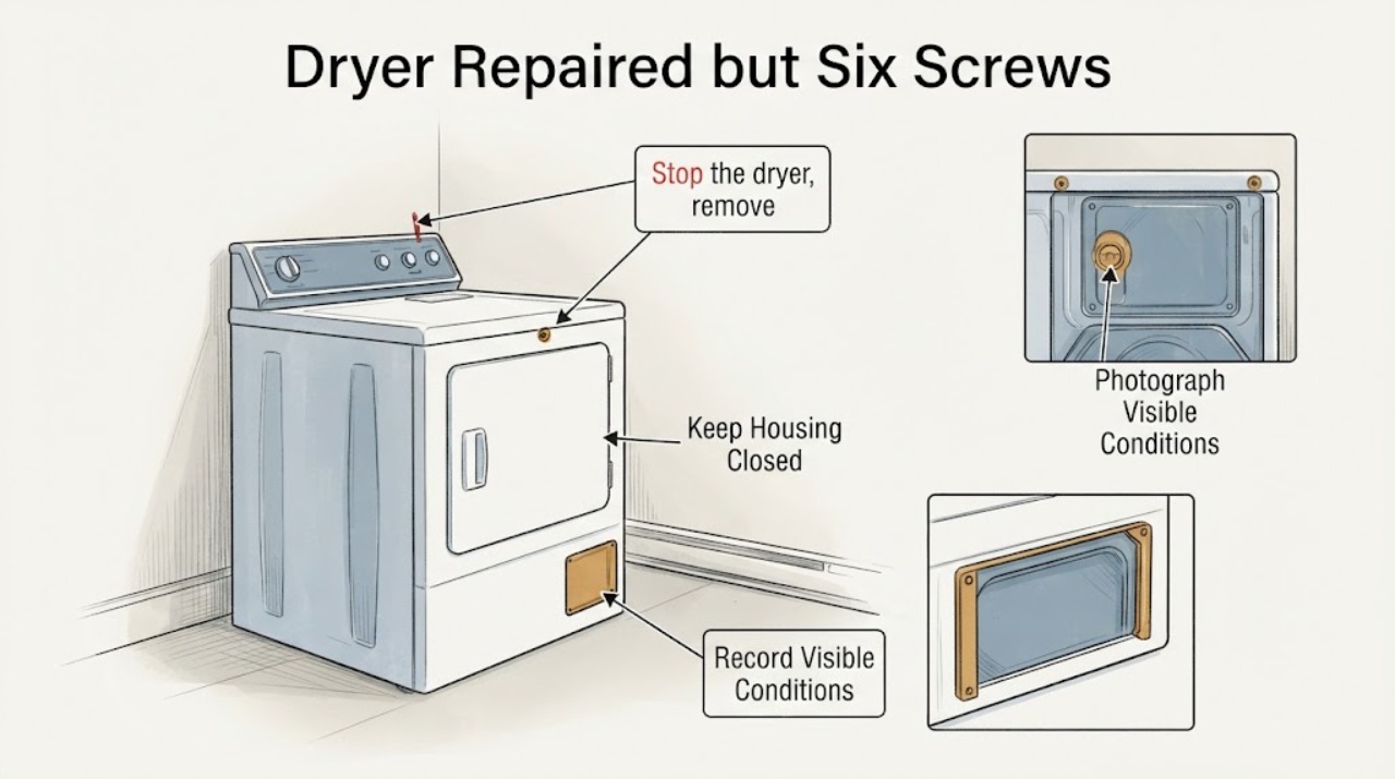 Dryer Repaired but Six Screws