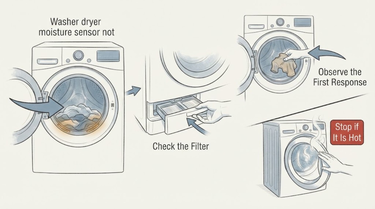 Washer dryer moisture sensor not