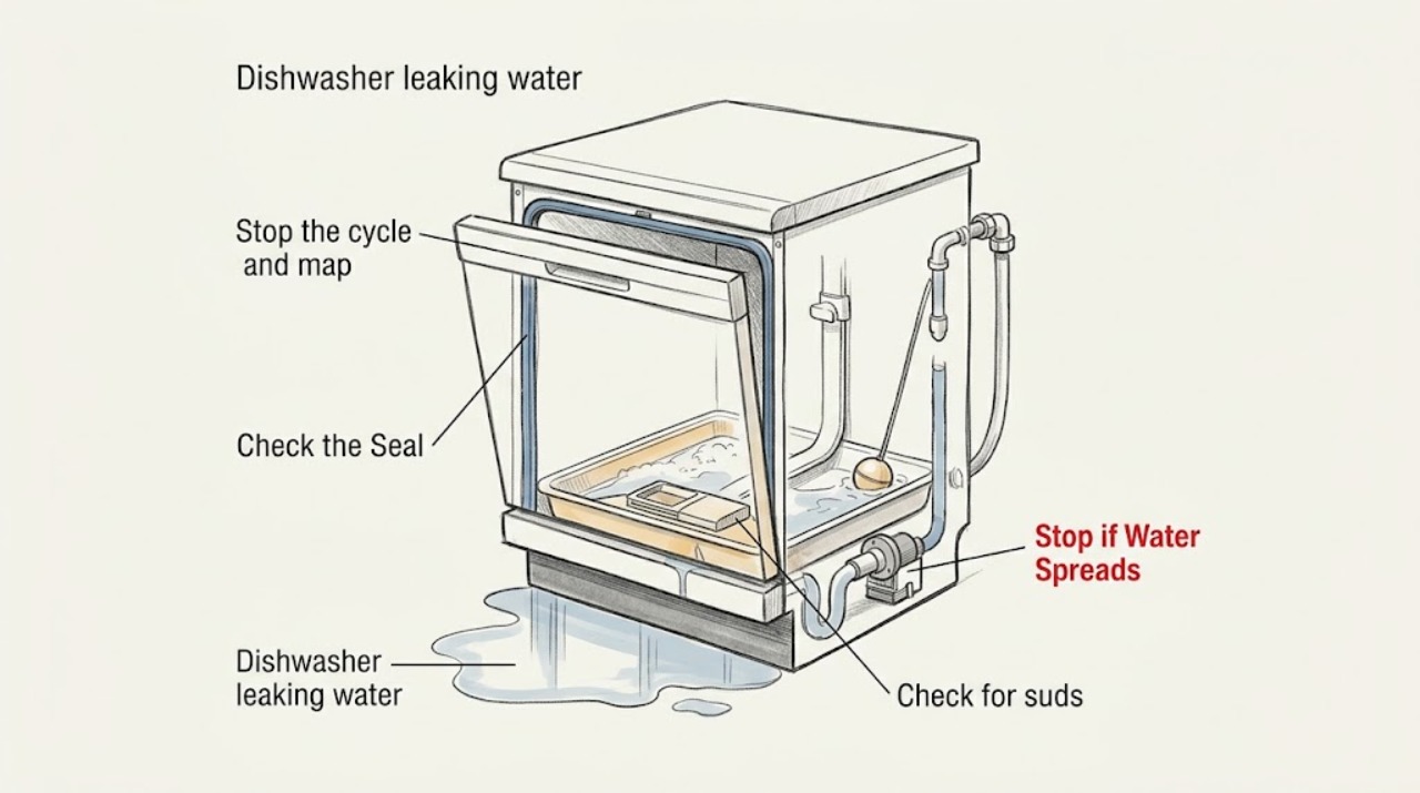 Dishwasher leaking water