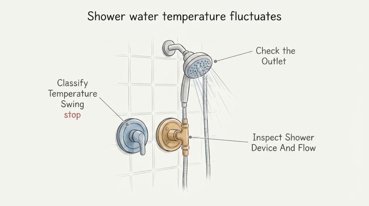 Shower water temperature fluctuates