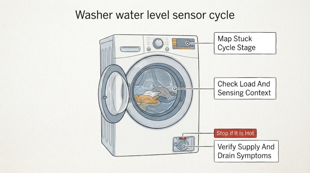 Washer water level sensor cycle