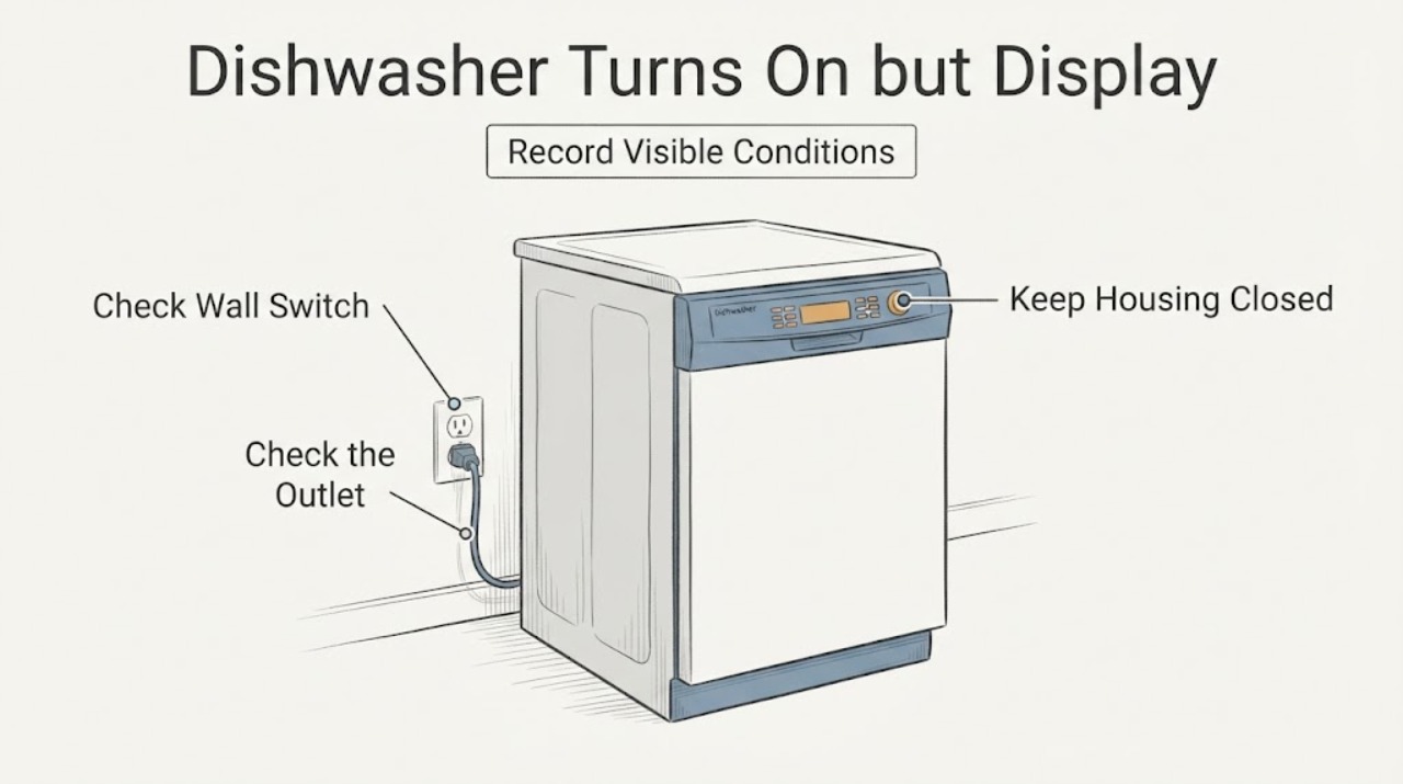 Dishwasher Turns On but Display