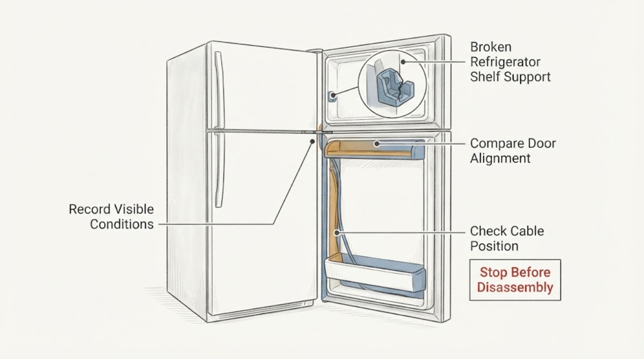 Broken Refrigerator Shelf Support