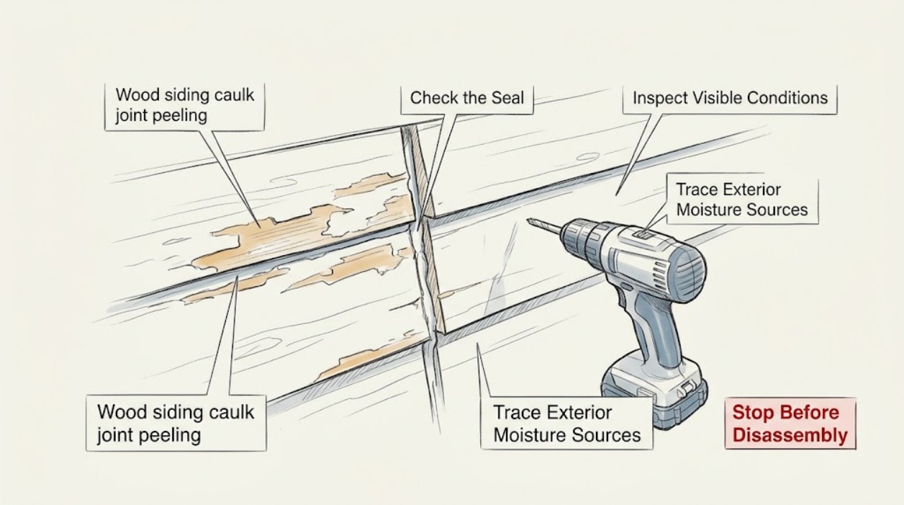 Wood siding caulk joint peeling