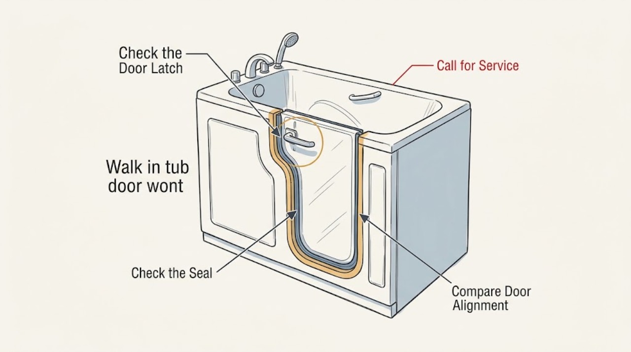 Walk in tub door wont