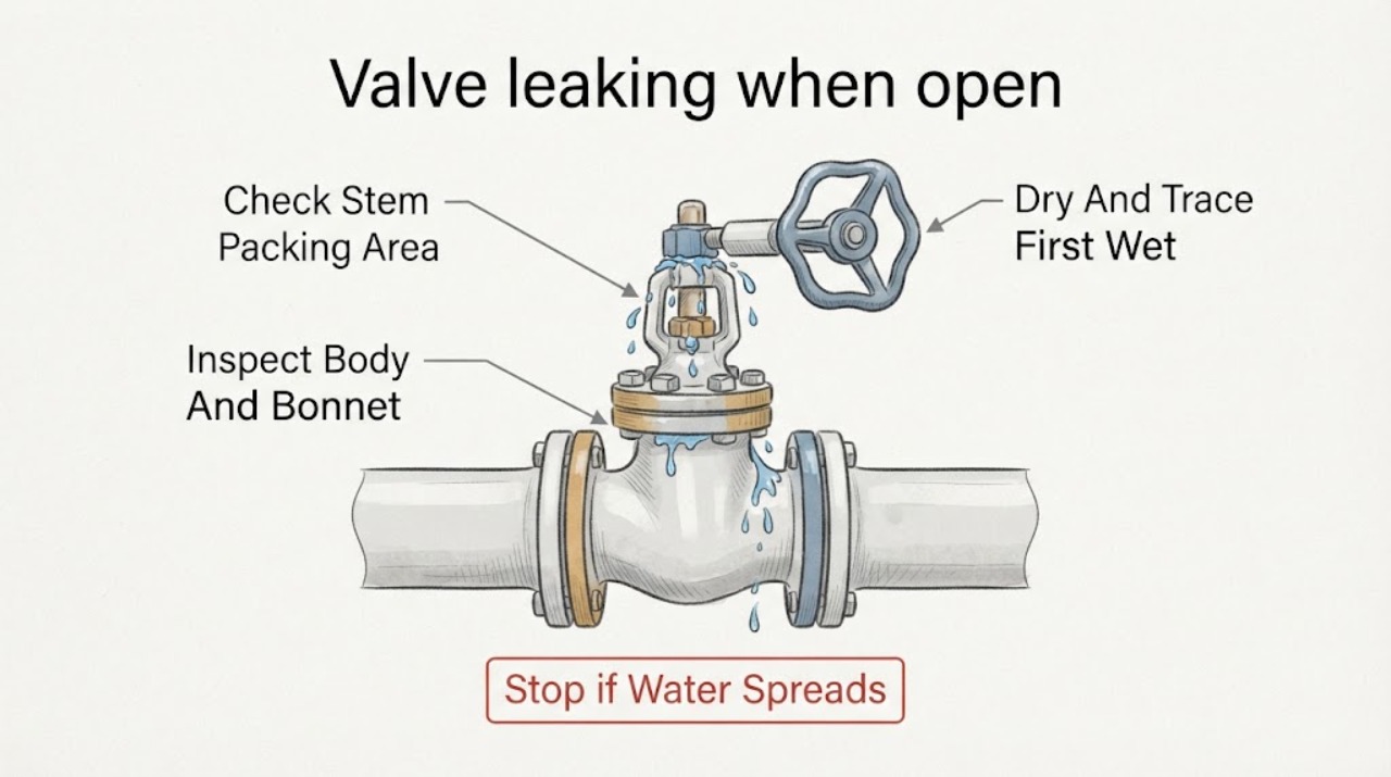 Valve leaking when open