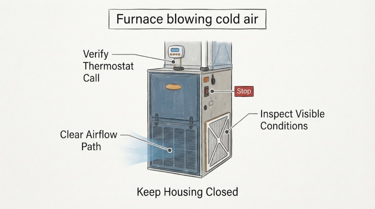 Furnace blowing cold air