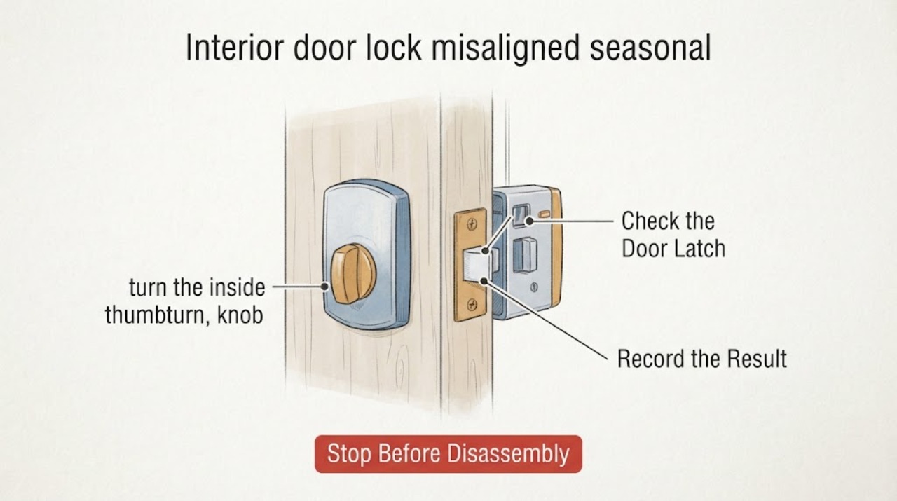 Interior door lock misaligned seasonal