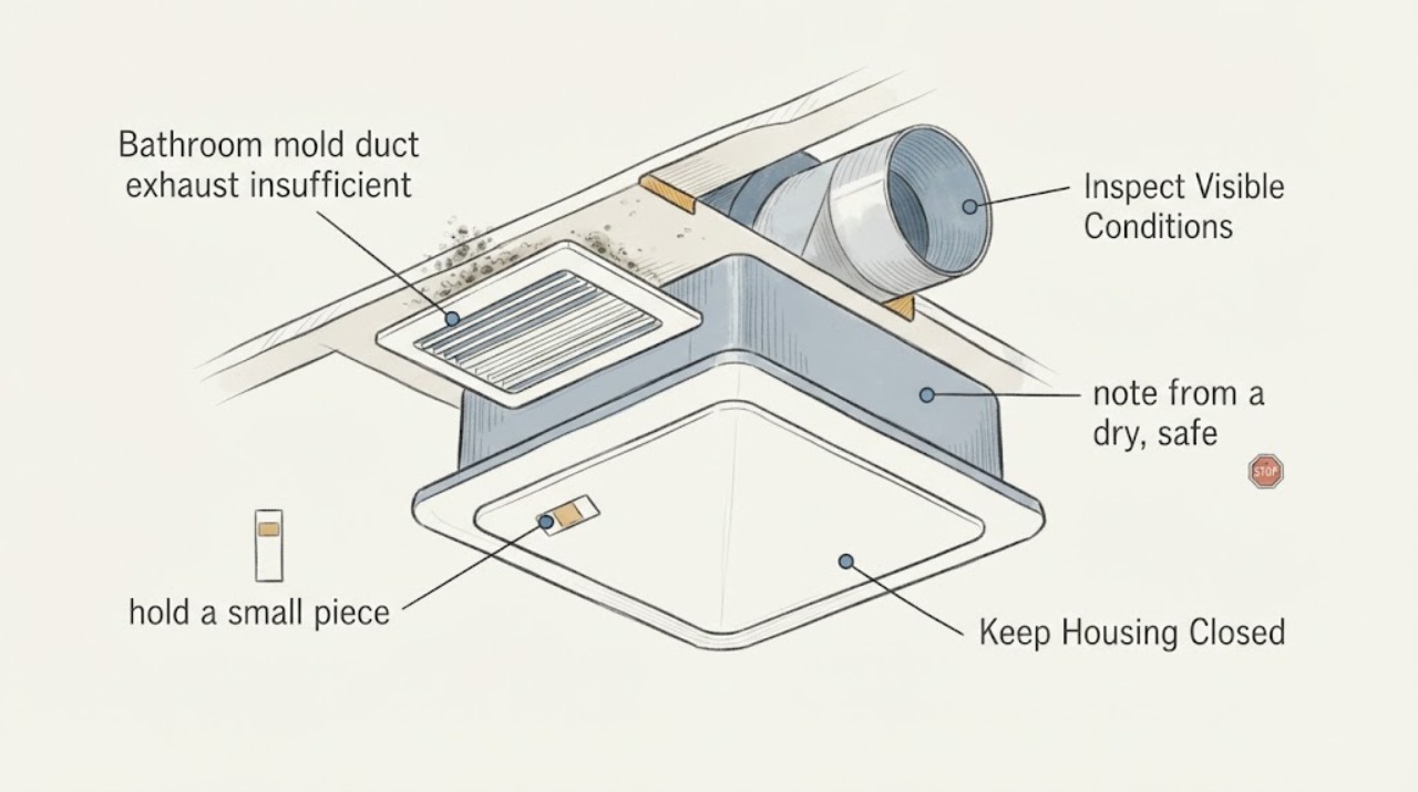 Bathroom mold duct exhaust insufficient
