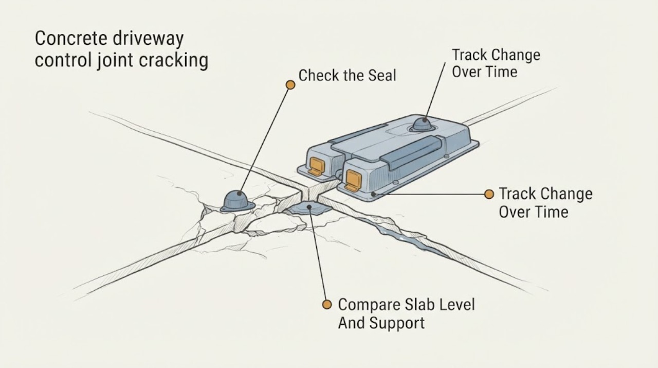 Concrete driveway control joint cracking