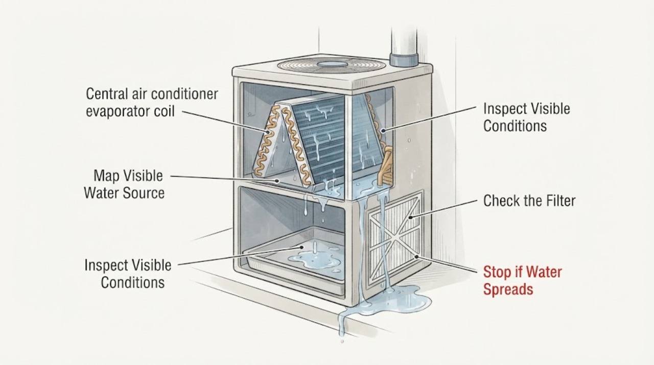 Central air conditioner evaporator coil
