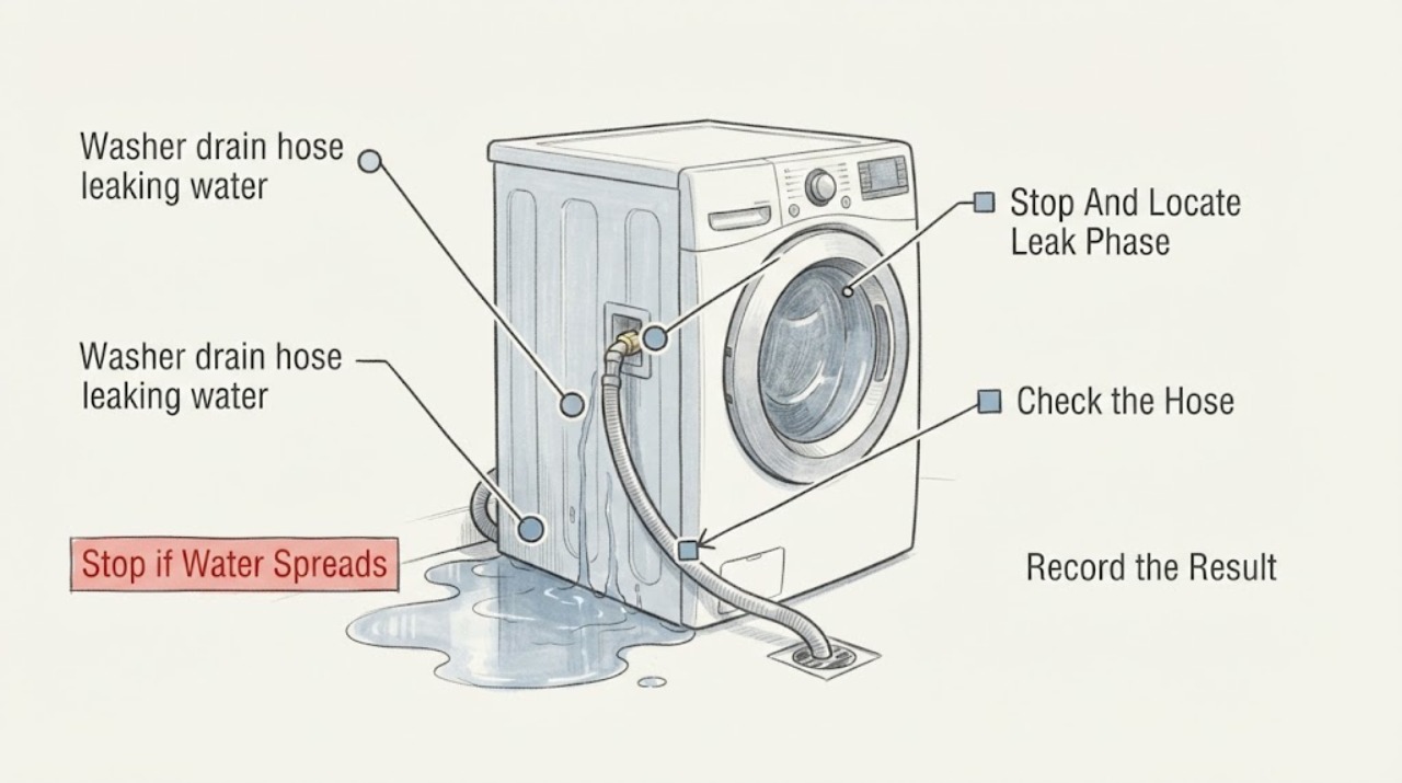 Washer drain hose leaking water