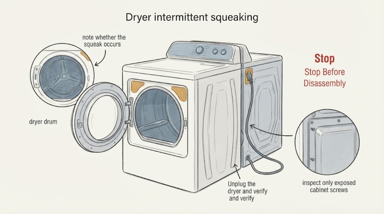 Dryer intermittent squeaking | Fix