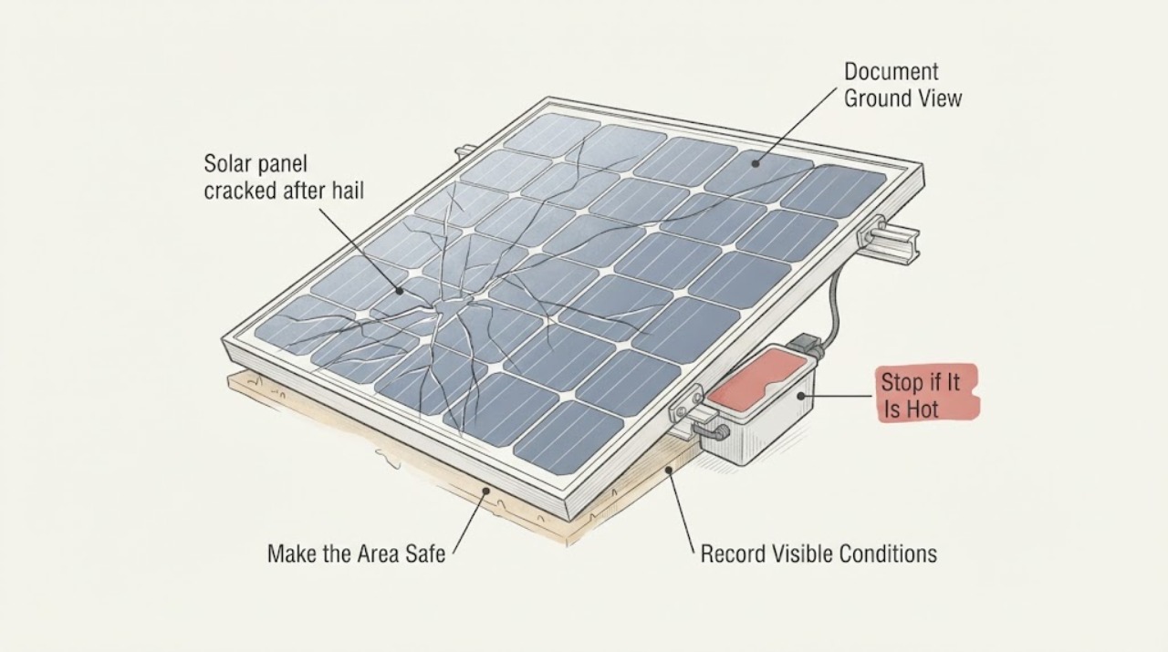 Solar panel cracked after hail