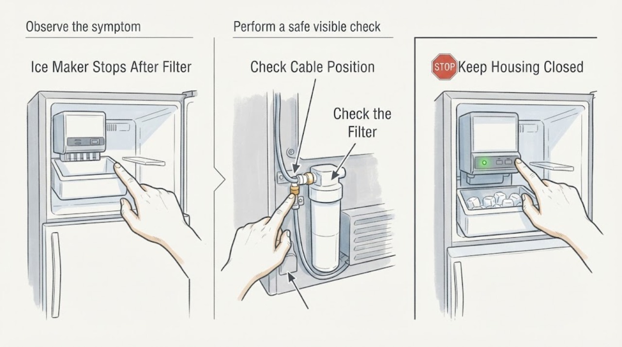 Ice maker stops after filter