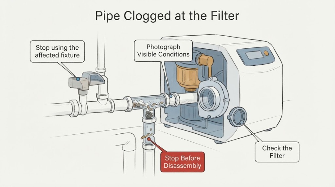 Pipe Clogged at the Filter