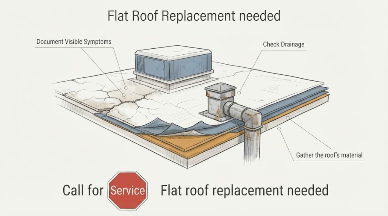 Flat roof replacement needed