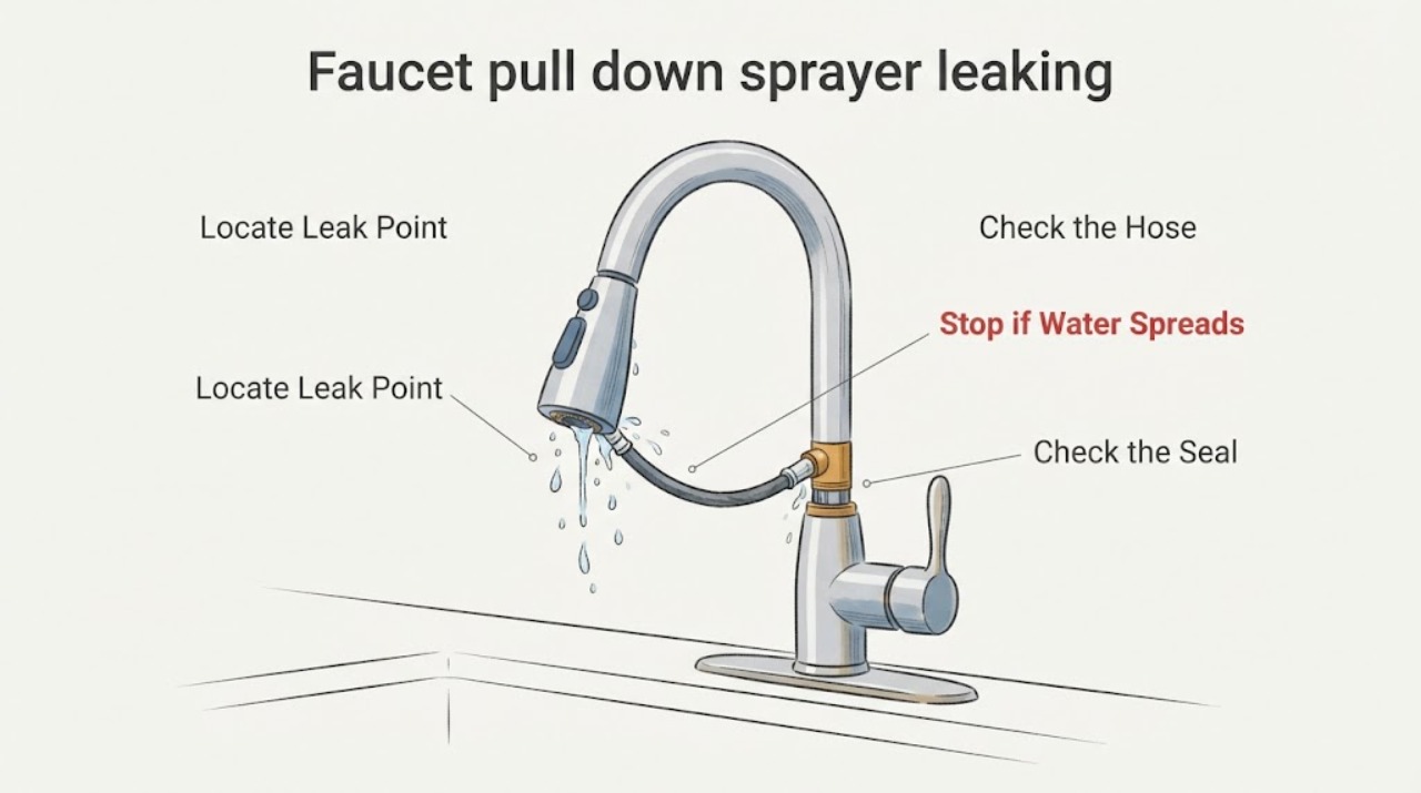 Faucet pull down sprayer leaking