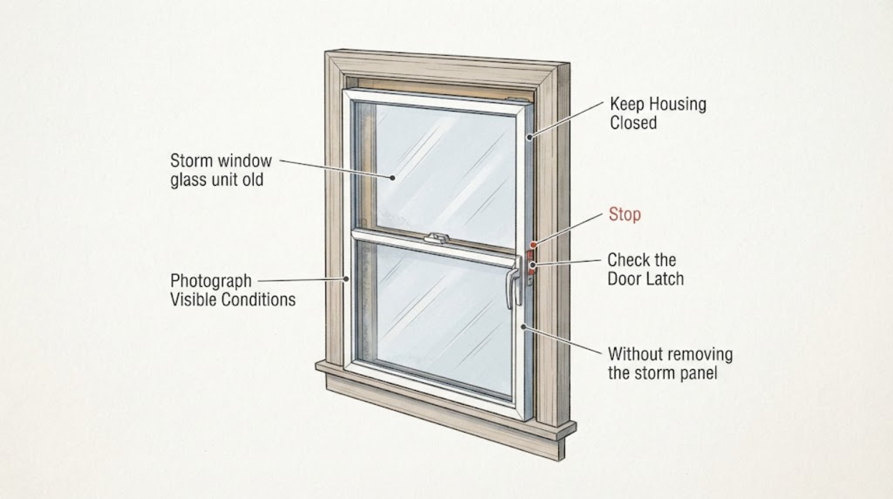 Storm window glass unit old