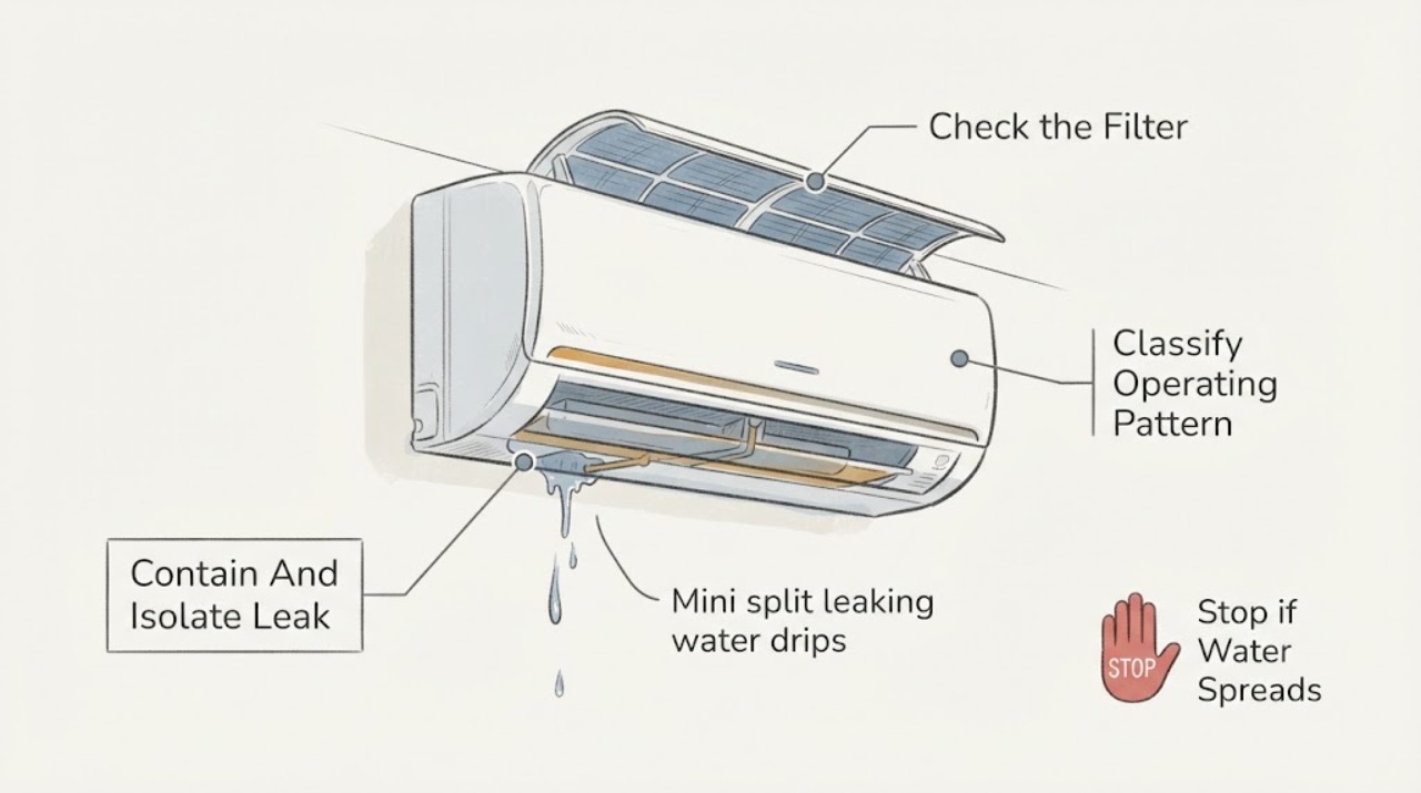 Mini split leaking water drips