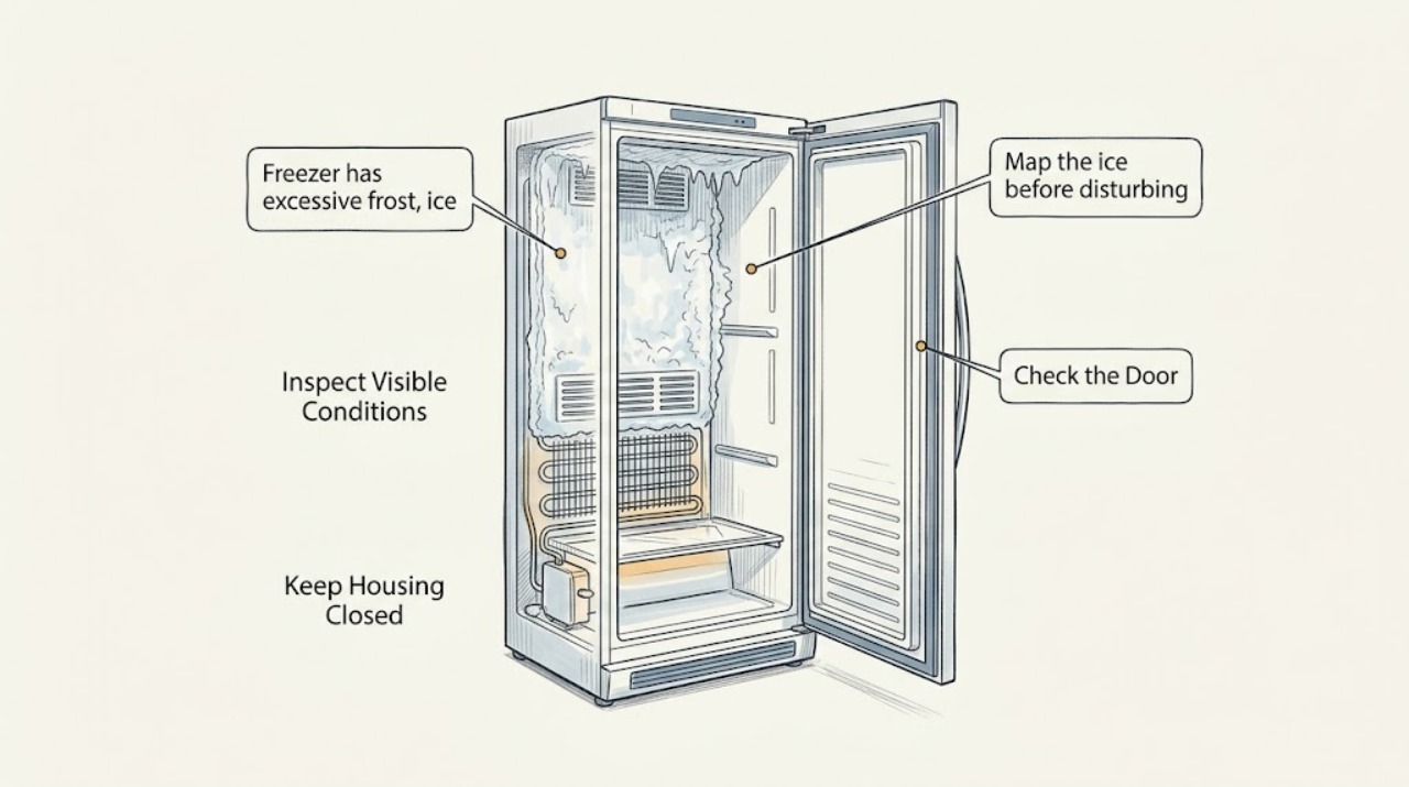 Freezer has excessive frost, ice