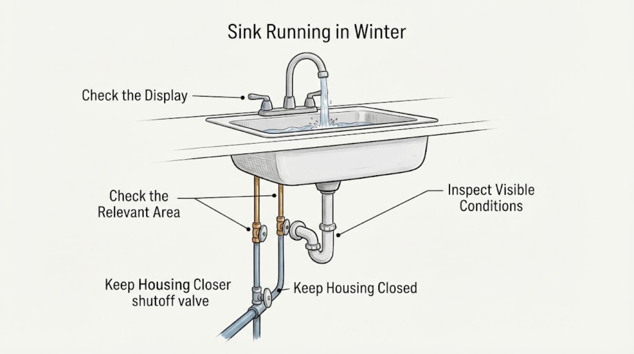 Sink Running in Winter