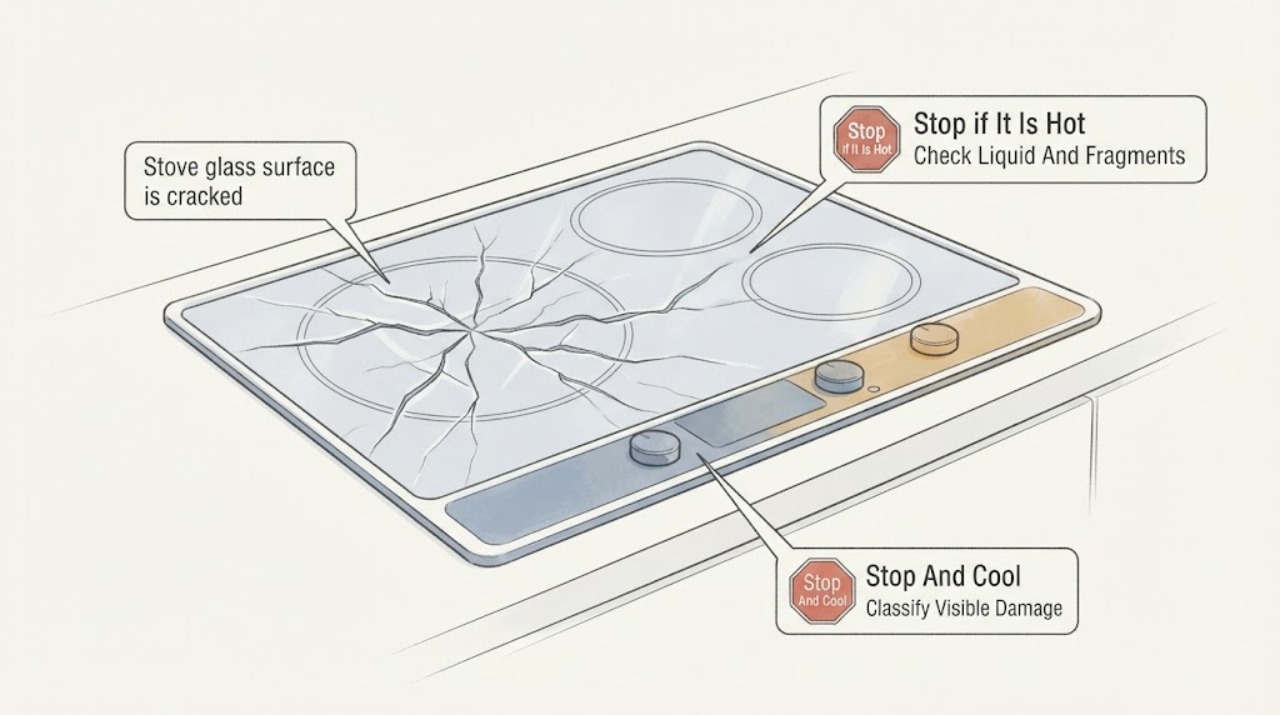 Stove glass surface is cracked