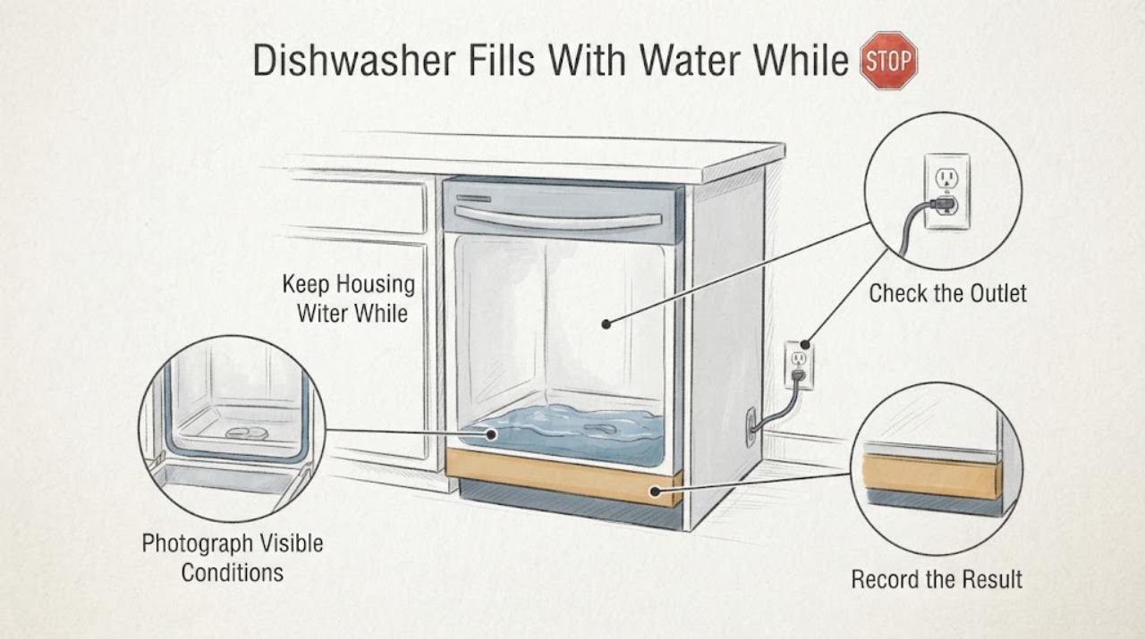 Dishwasher Fills With Water While