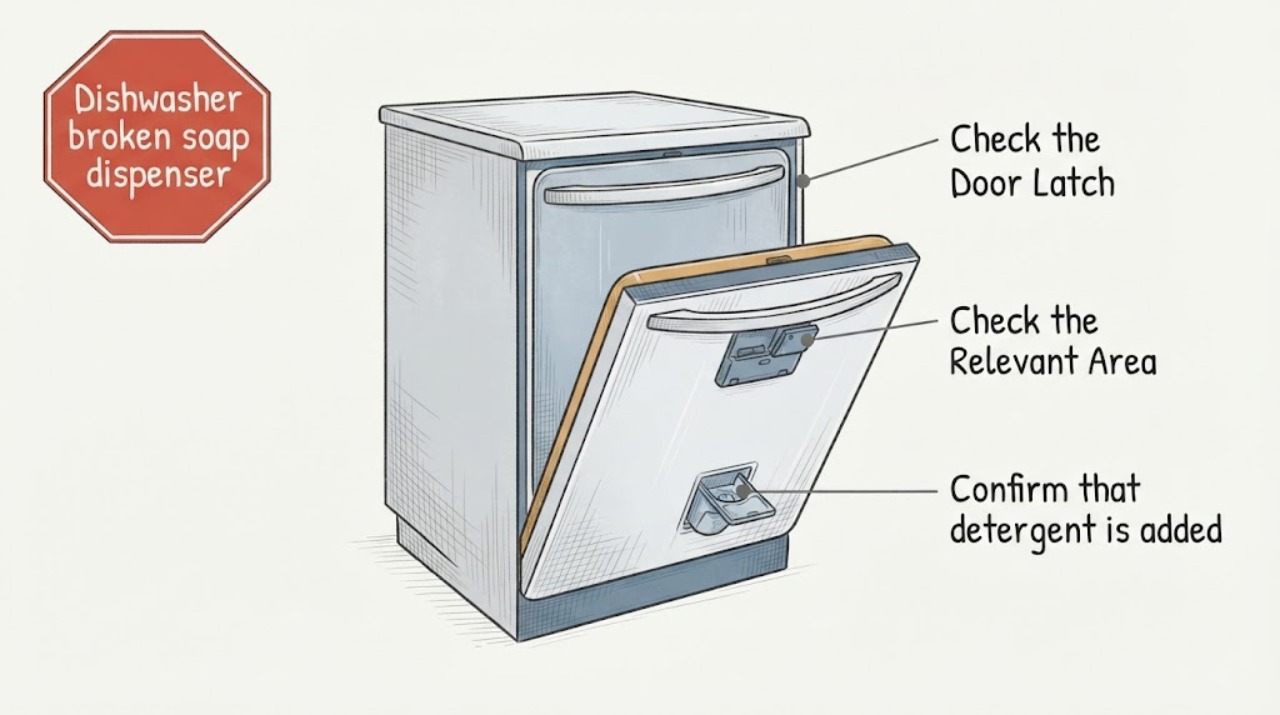 Dishwasher broken soap dispenser