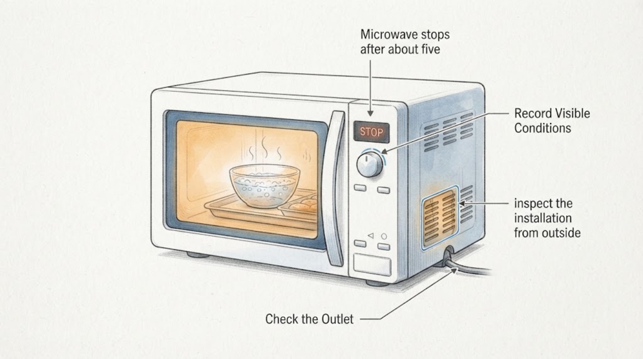 Microwave stops after about five