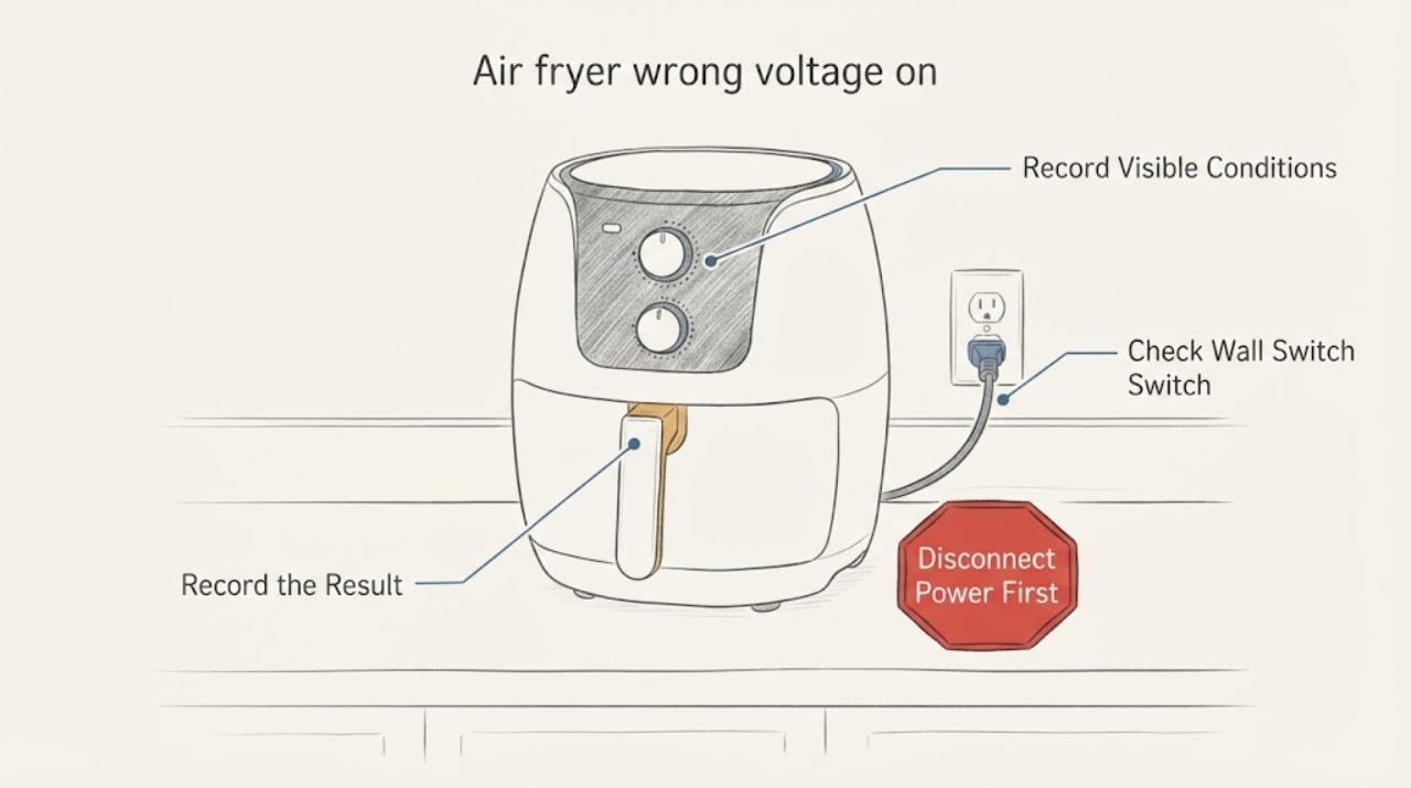 Air fryer wrong voltage on