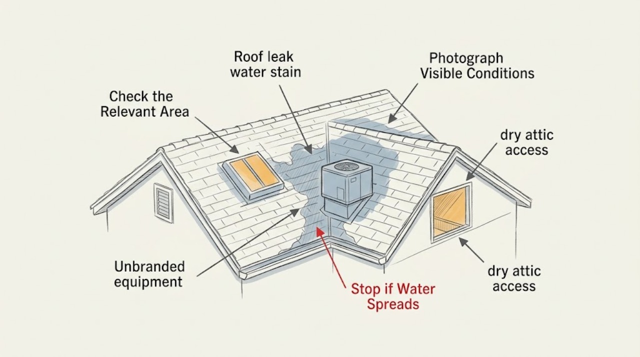 Roof leak water stain