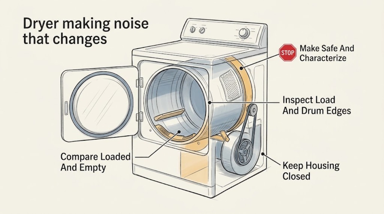 Dryer making noise that changes